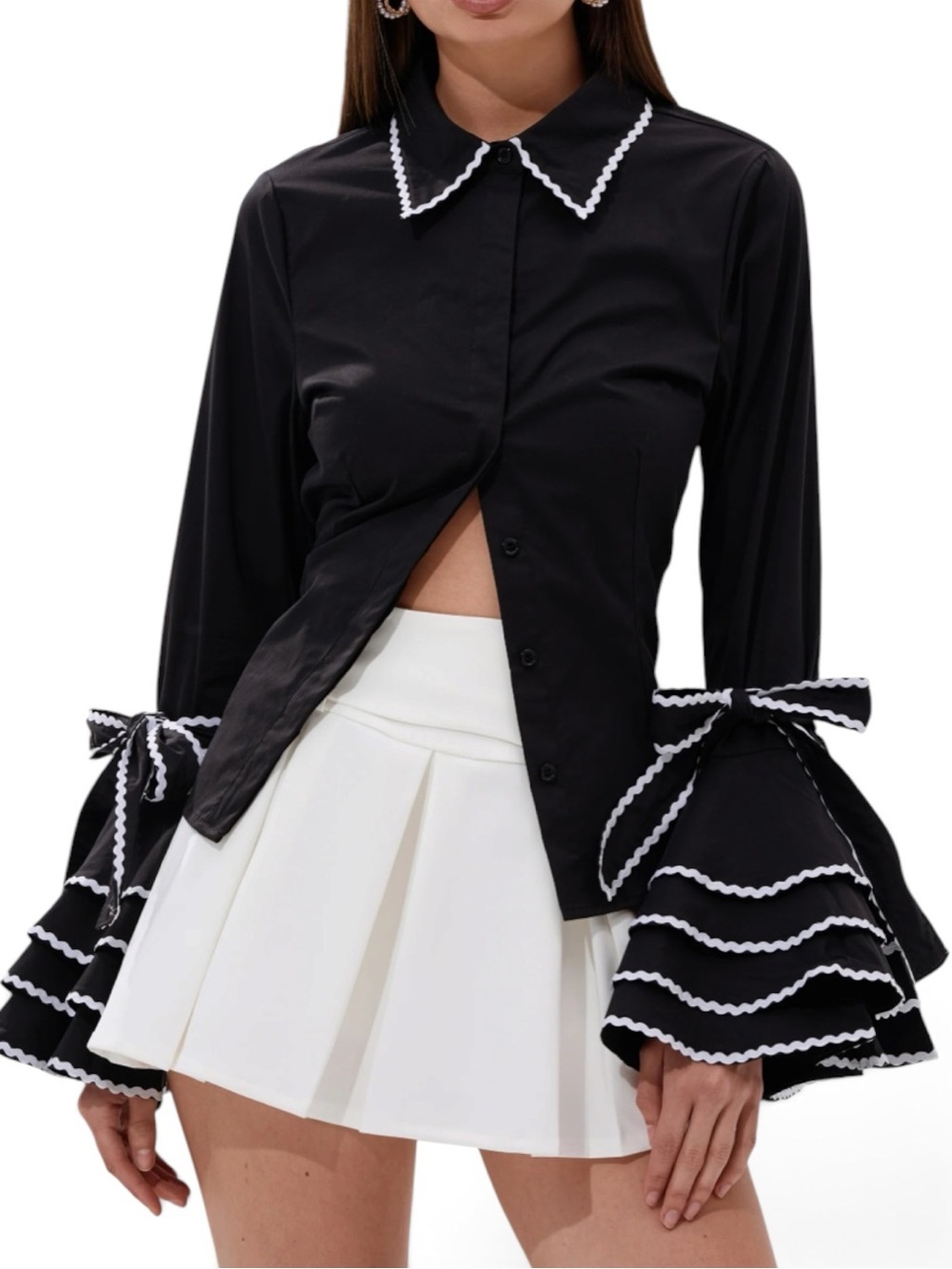 🔥🔥 AKIRA BUSINESS RUFFLE SLEEVE BUTTON DOWN SIZE S